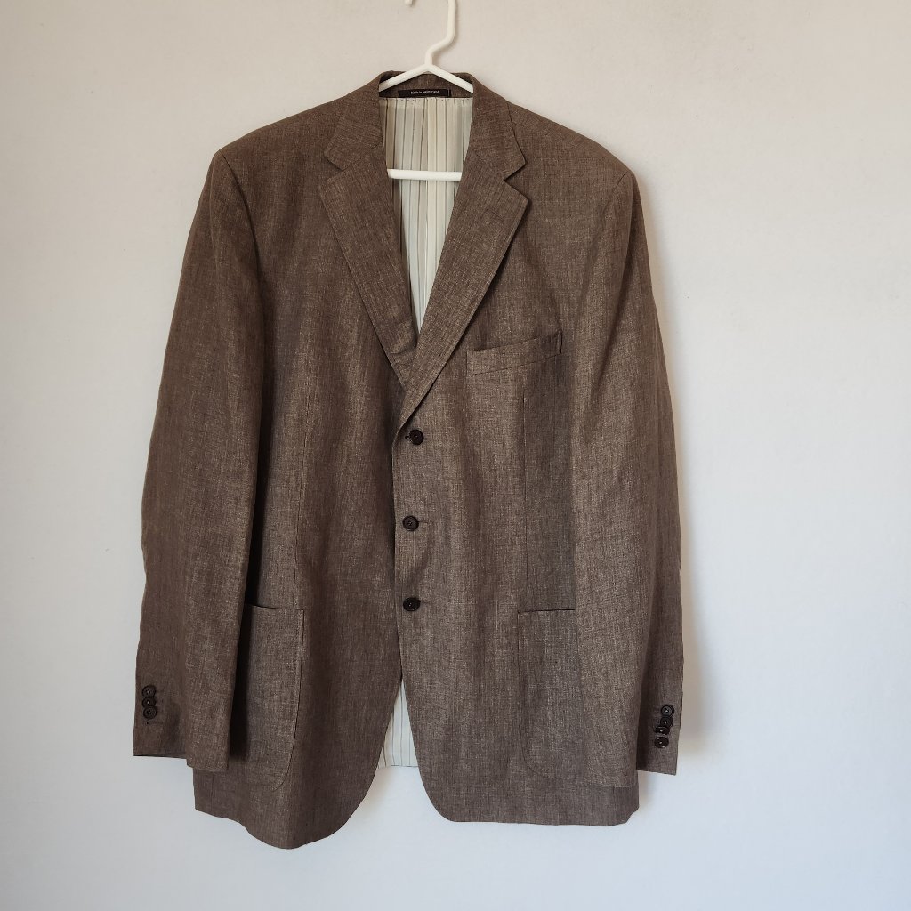 Ermenegildo Zegna Made In Switzerland 100 Linen Sport Coat 3Button Brown
